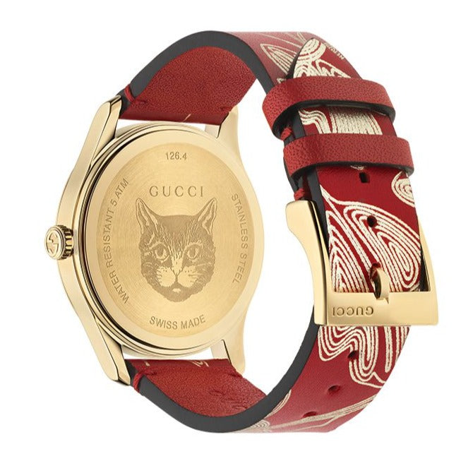  Shop Authentic Gucci G Timeless Quartz Red Dial Red Leather Strap Watch For Women - YA1264054 - Luxxuri