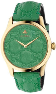  Shop Authentic Gucci G Timeless Quartz Green Dial Green Leather Strap Watch For Women - YA1264099 - Luxxuri