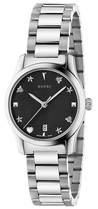 Shop Authentic Gucci G Timeless Black Dial Silver Steel Strap Watch For Women - YA126573A - Luxxuri