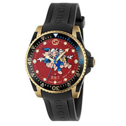  Shop Authentic Gucci Dive Quartz Red Dial Black Rubber Strap Watch For Men - YA136325 - Luxxuri