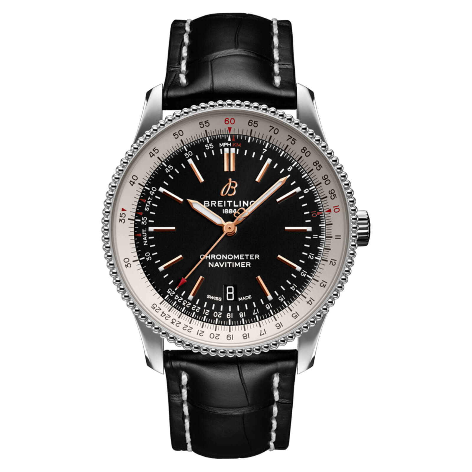  Shop Authentic Breitling Navitimer 1 Automatic 41mm Black Dial Black Leather Strap Mens Watch - A17326211B1P2 - Luxxuri