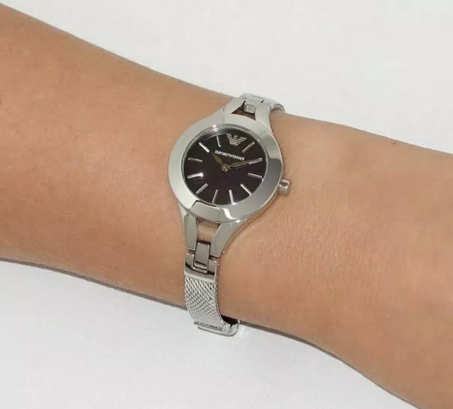  Shop Authentic Emporio Armani Classic Quartz Black Dial Silver Steel Strap Watch For Women - AR7328 - Luxxuri