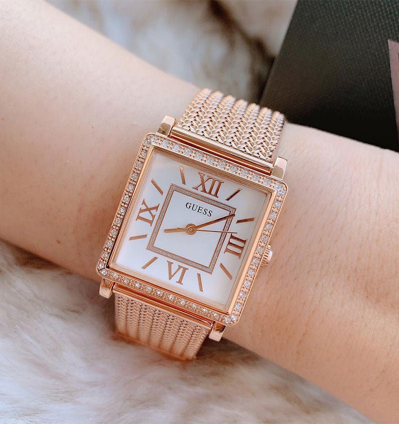  Shop Authentic Guess Highline Off White Dial Rose Gold Stainless Steel Mesh Strap Watch For Women - W0826L3 - Luxxuri