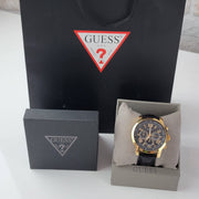  Shop Authentic Guess Horizon Chronograph Quartz Black Dial Black Leather Strap Watch For Men - W0380G7 - Luxxuri