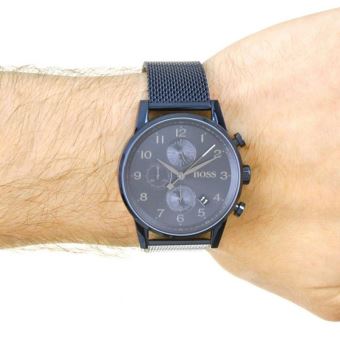  Shop Authentic Hugo Boss Navigator Chronograph Blue Dial Blue Mesh Bracelet Watch for Men - 1513538 - Luxxuri