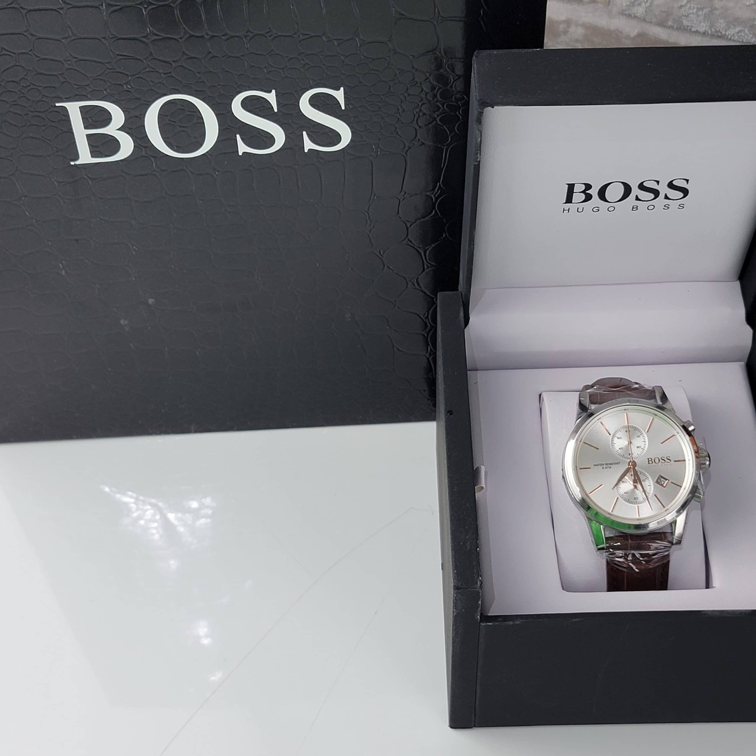  Shop Authentic Hugo Boss Jet Chronograph Quartz Silver Dial Brown Leather Strap Watch For Men - HB1513280 - Luxxuri