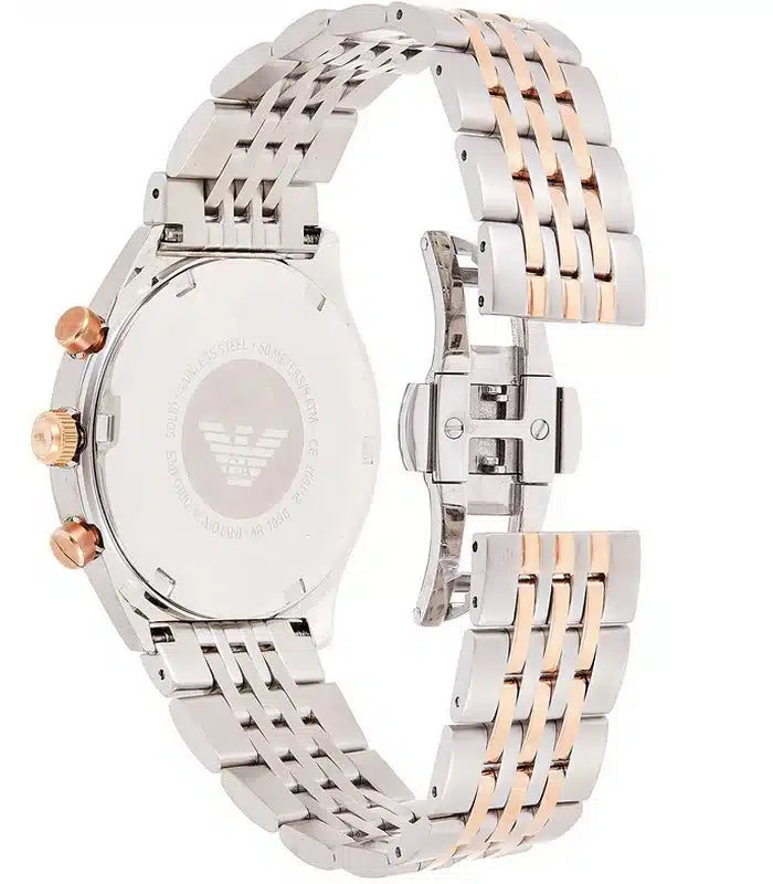  Shop Authentic Emporio Armani Zeta Chronograph Quartz White Dial Two Tone Steel Strap Watch For Men - AR1998 - Luxxuri