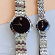  Shop Authentic Movado Classic Quartz Black Dial Silver Steel Strap Watch for Men - 0606337 - Luxxuri
