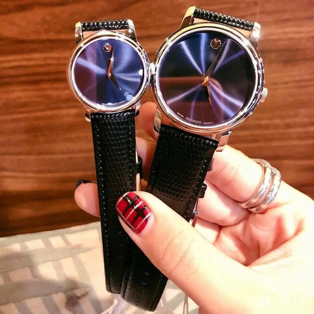  Shop Authentic Movado Museum Blue Dial Black Leather Strap Watch For Women - 2100010 - Luxxuri