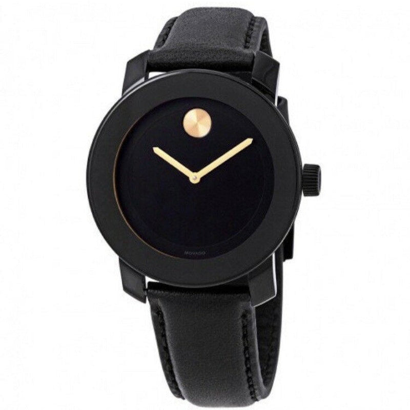  Shop Authentic Movado Bold Black Dial Black Leather Strap Watch for Women - 3600527 - Luxxuri