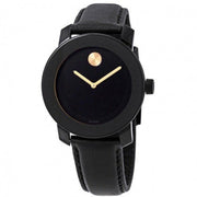  Shop Authentic Movado Bold Black Dial Black Leather Strap Watch for Women - 3600527 - Luxxuri