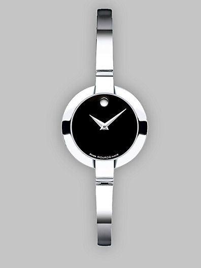  Shop Authentic Movado Bela Black Dial Silver Steel Strap Watch For Women - 0606595 - Luxxuri