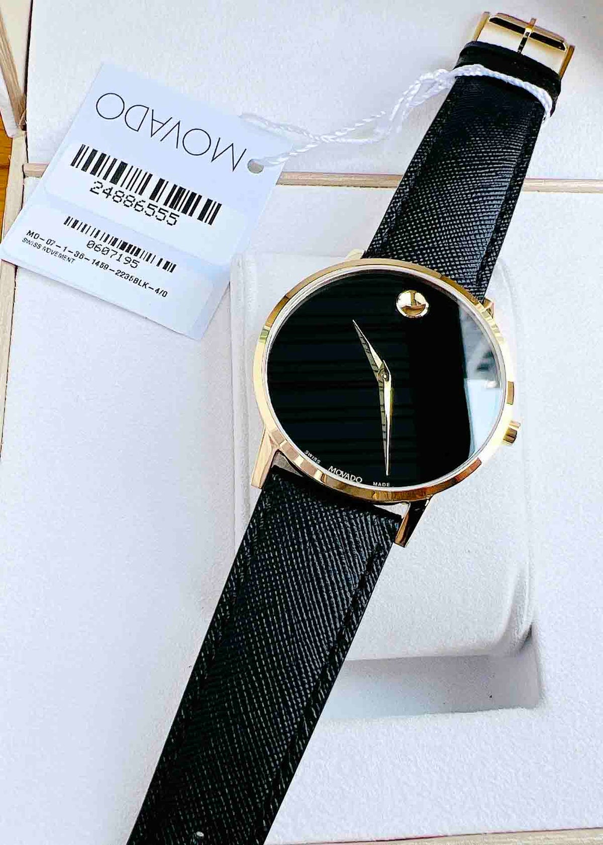  Shop Authentic Movado Museum Classic Quartz Black Dial Black Leather Strap Watch for Men - 0607195 - Luxxuri