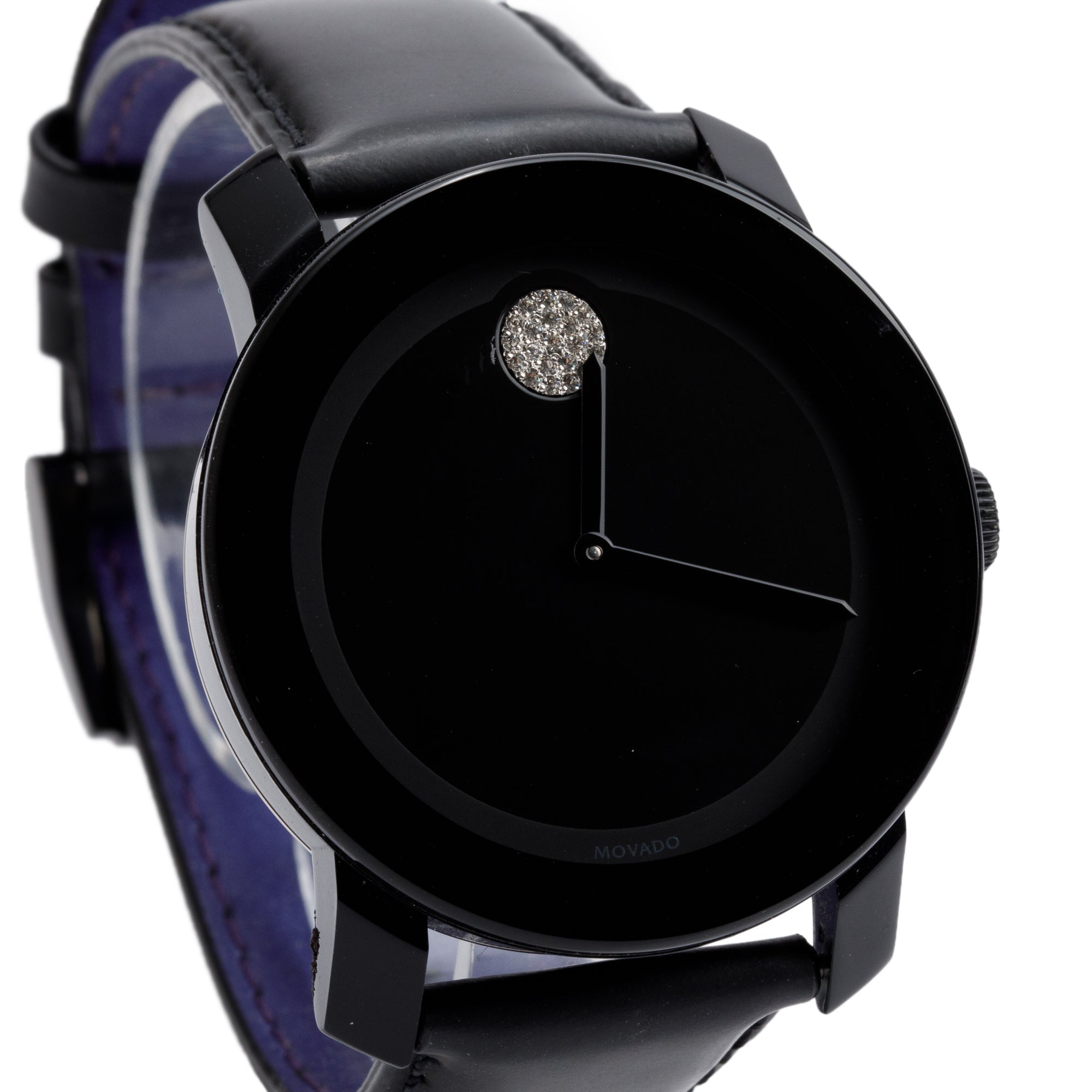  Shop Authentic Movado Bold Black Dial Black Leather Strap Watch for Women - 3600483 - Luxxuri