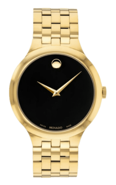  Shop Authentic Movado Veturi Quartz Black Dial Gold Steel Strap Watch for Men - 0606934 - Luxxuri