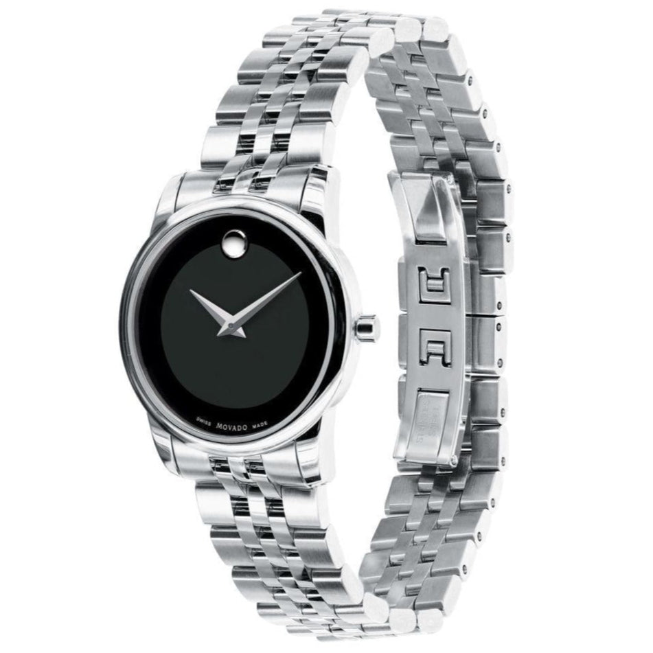  Shop Authentic Movado Museum Classic Black Dial Silver Steel Strap Watch For Women - 0606505 - Luxxuri