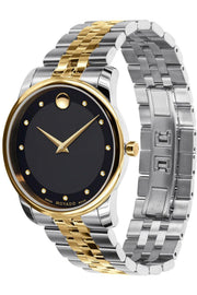  Shop Authentic Movado Museum Classic Diamonds Black Dial Two Tone Steel Strap Watch For Men - 0606879 - Luxxuri