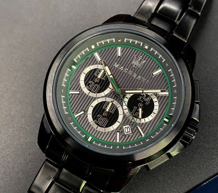  Shop Authentic Maserati Royale Chronograph Black Dial Black Steel Strap Watch For Men - R8873637004 - Luxxuri