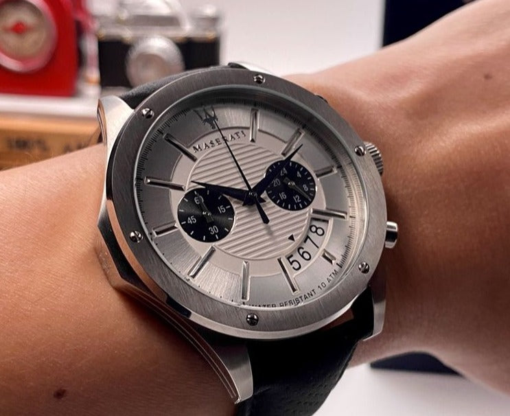  Shop Authentic Maserati Circuito Chronograph Analog White Dial Black Leather Strap Watch for Men - R8871627005 - Luxxuri