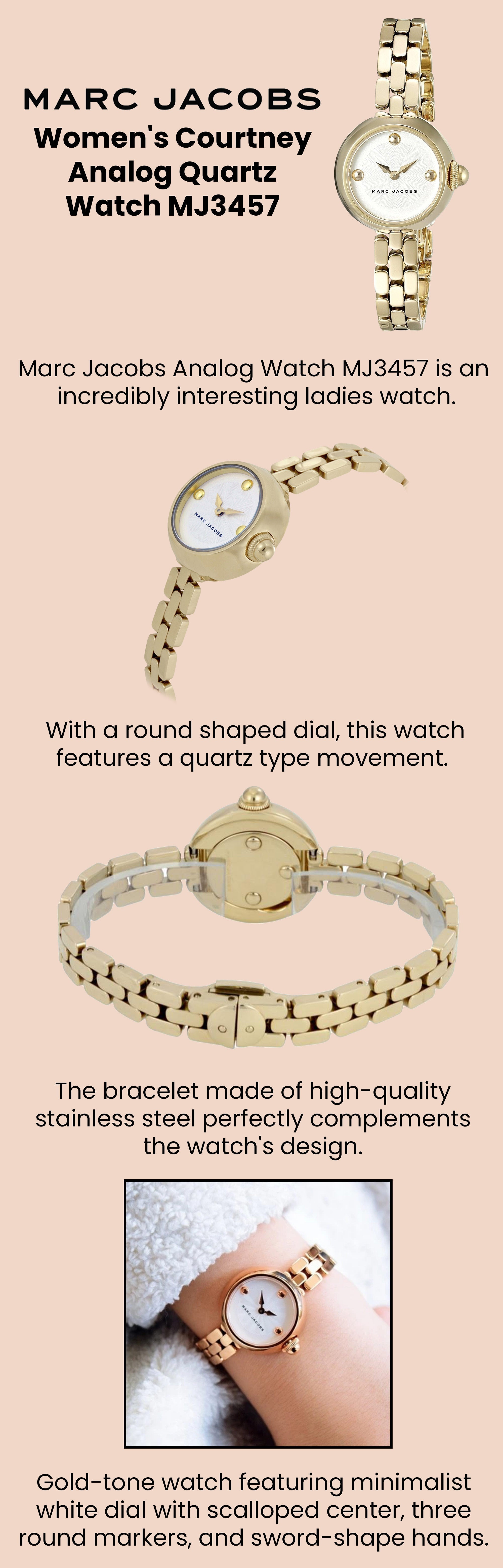  Shop Authentic Marc Jacobs Courtney White Dial Gold Steel Strap Watch for Women - MJ3457 - Luxxuri