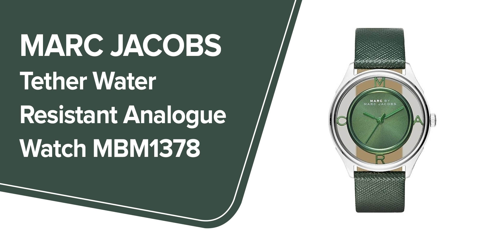  Shop Authentic Marc Jacobs Tether Transparent Green Dial Green Leather Strap Watch for Women - MBM1378 - Luxxuri