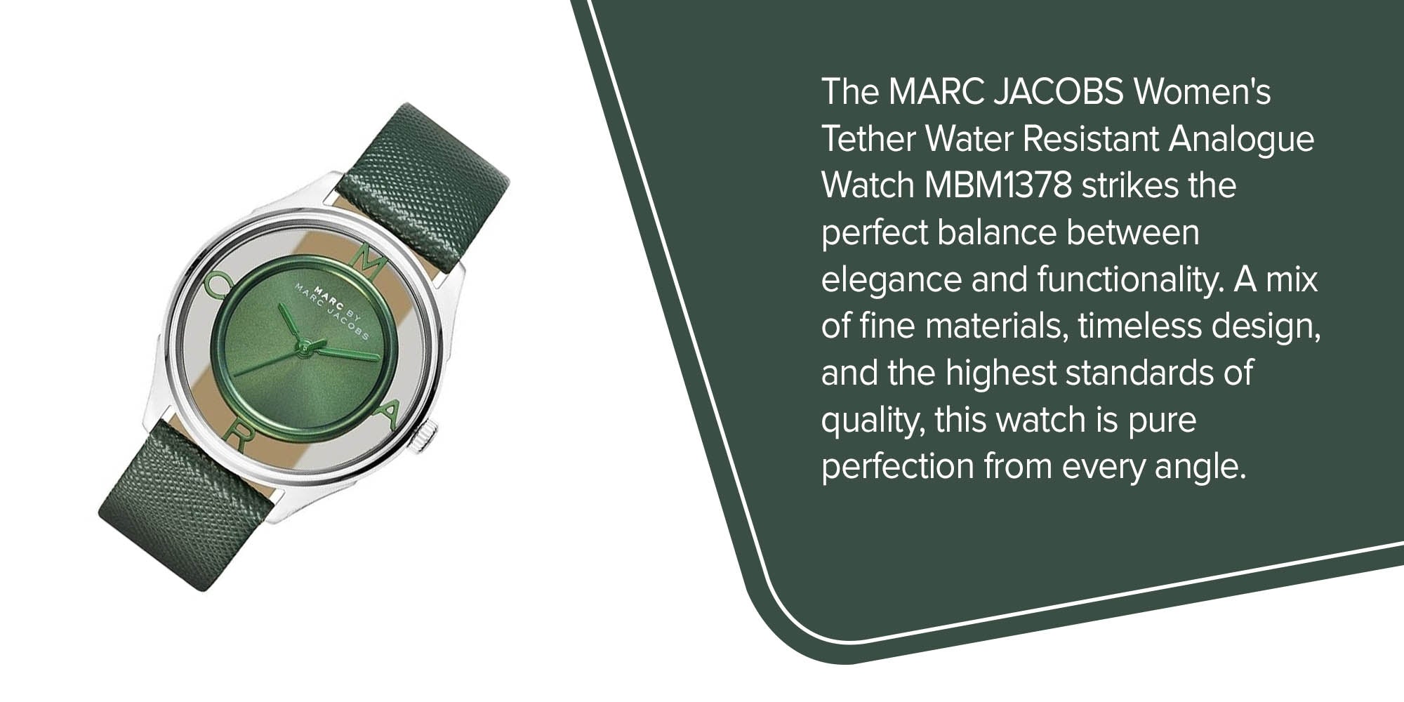  Shop Authentic Marc Jacobs Tether Transparent Green Dial Green Leather Strap Watch for Women - MBM1378 - Luxxuri