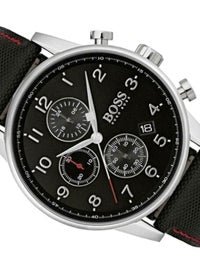  Shop Authentic Hugo Boss Navigator Black Dial Black Leather Strap Watch for Men - 1513535 - Luxxuri