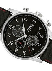  Shop Authentic Hugo Boss Navigator Black Dial Black Leather Strap Watch for Men - 1513535 - Luxxuri