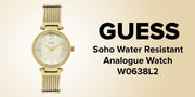  Shop Authentic Guess Soho Champagne Dial Stainless Steel Mesh Bracelet Watch For Women - W0638L2 - Luxxuri