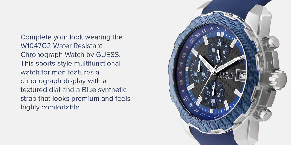  Shop Authentic Guess Octane Chronograph Black Dial Blue Rubber Strap Watch For Men - W1047G2 - Luxxuri