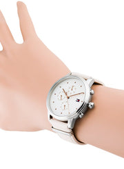  Shop Authentic Tommy Hilfiger Blake Chronograph Silver Dial Pink Leather Strap Watch For Women - 1781906 - Luxxuri