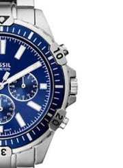  Shop Authentic Fossil Garrett Chronograph Blue Dial Silver Steel Strap Watch for Men - FS5623 - Luxxuri