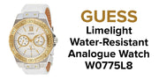  Shop Authentic Guess Limelight Quartz Silver Dial White Leather Strap Watch For Women - W0775l8 - Luxxuri