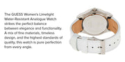  Shop Authentic Guess Limelight Quartz Silver Dial White Leather Strap Watch For Women - W0775l8 - Luxxuri