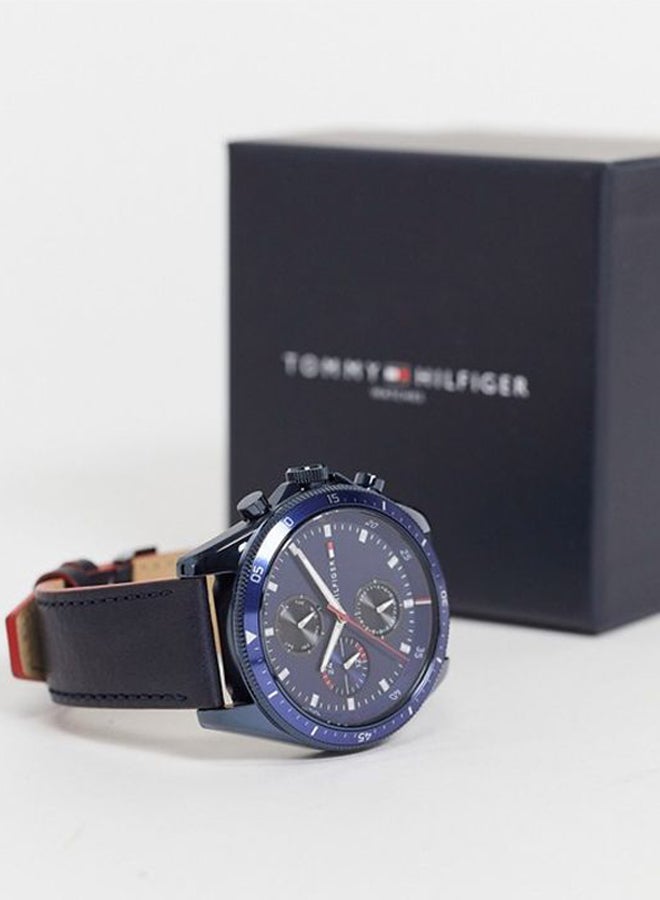  Shop Authentic Tommy Hilfiger Parker Chronograph Quartz Blue Dial Blue Leather Strap Watch For Men - 1791839 - Luxxuri