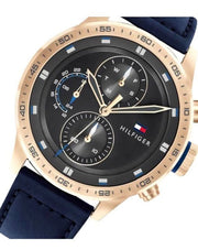  Shop Authentic Tommy Hilfiger Trent Chronograph Grey Dial Black Leather Strap Watch For Men - 1791808 - Luxxuri