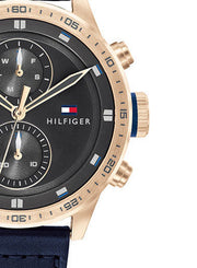  Shop Authentic Tommy Hilfiger Trent Chronograph Grey Dial Black Leather Strap Watch For Men - 1791808 - Luxxuri