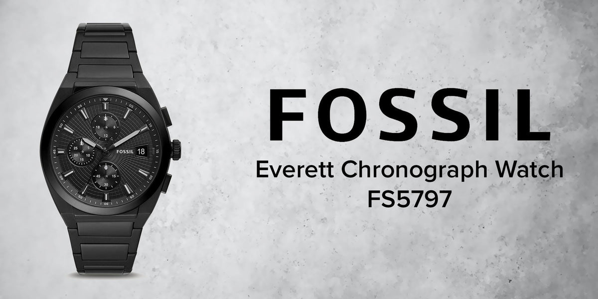  Shop Authentic Fossil Everett Chronograph Black Dial Black Steel Strap Watch for Men - FS5797 - Luxxuri