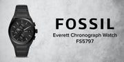  Shop Authentic Fossil Everett Chronograph Black Dial Black Steel Strap Watch for Men - FS5797 - Luxxuri