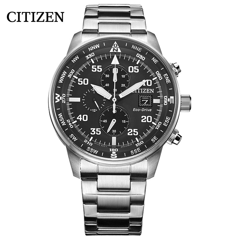  Shop Authentic Citizen Eco Drive Chronograph Black Dial Silver Steel Strap Watch For Men - CA0690-88E - Luxxuri
