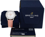  Shop Authentic Breitling Navitimer Automatic 35 Mother of Pearl Dial Pink Leather Strap Watch for Women - A17395211A1P3 - Luxxuri