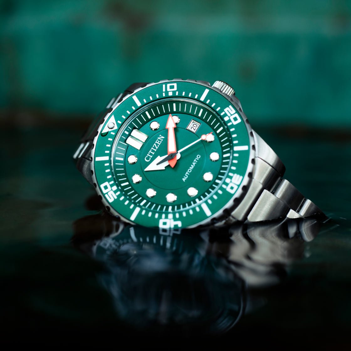  Shop Authentic Citizen Promaster Mechanical Green Dial Silver Steel Strap Watch For Men - NJ0129-87X - Luxxuri