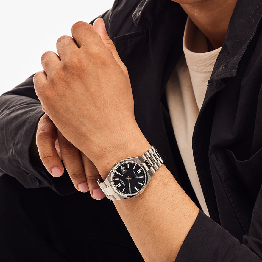  Shop Authentic Citizen Tsuyosa Automatic Black Dial Silver Steel Strap Watch For Men - NJ0150-56E - Luxxuri