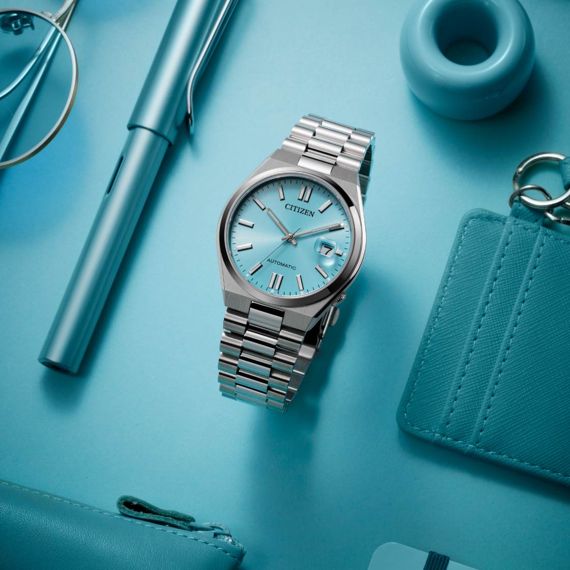  Shop Authentic Citizen Tsuyosa Automatic Turquoise Dial Silver Steel Strap Watch For Men - NJ0151-88M - Luxxuri