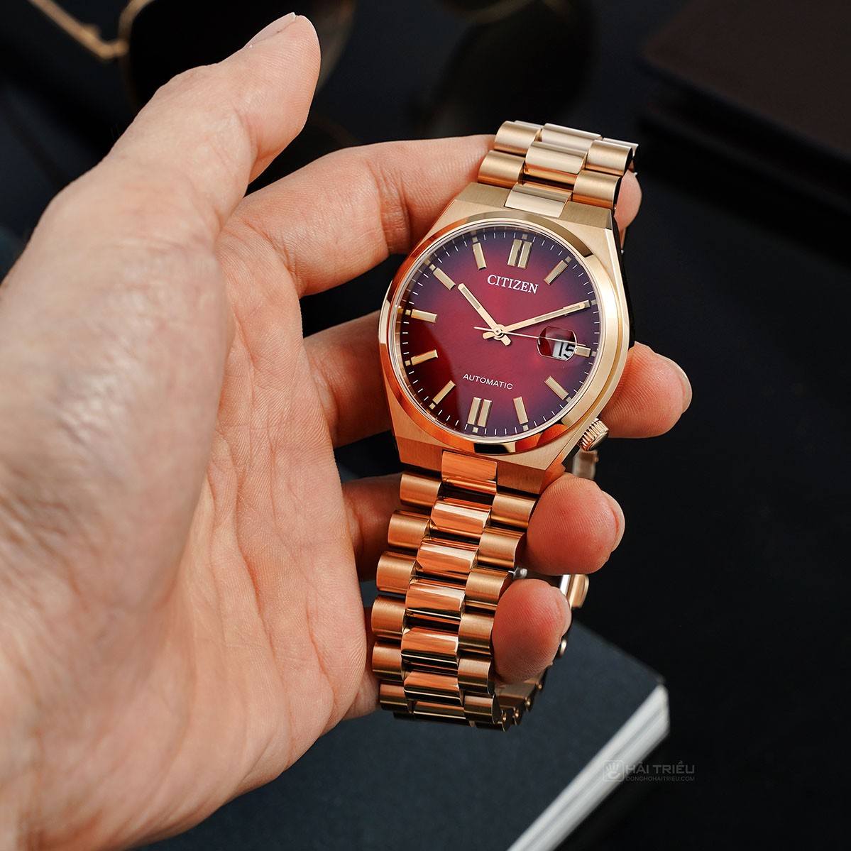  Shop Authentic Citizen Tsuyosa Automatic Red Dial Gold Steel Strap Watch For Men - NJ0153-82X - Luxxuri
