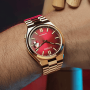  Shop Authentic Citizen Tsuyosa Automatic Red Dial Gold Steel Strap Watch For Men - NJ0153-82X - Luxxuri