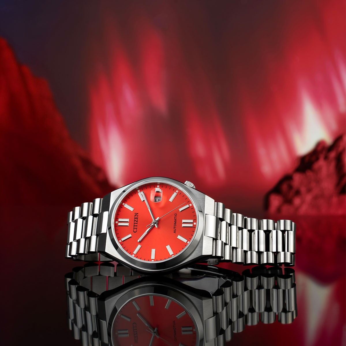  Shop Authentic Citizen x Pantone Automatic Blazing Red Dial Silver Steel Strap Watch For Men - NJ0158-89W - Luxxuri