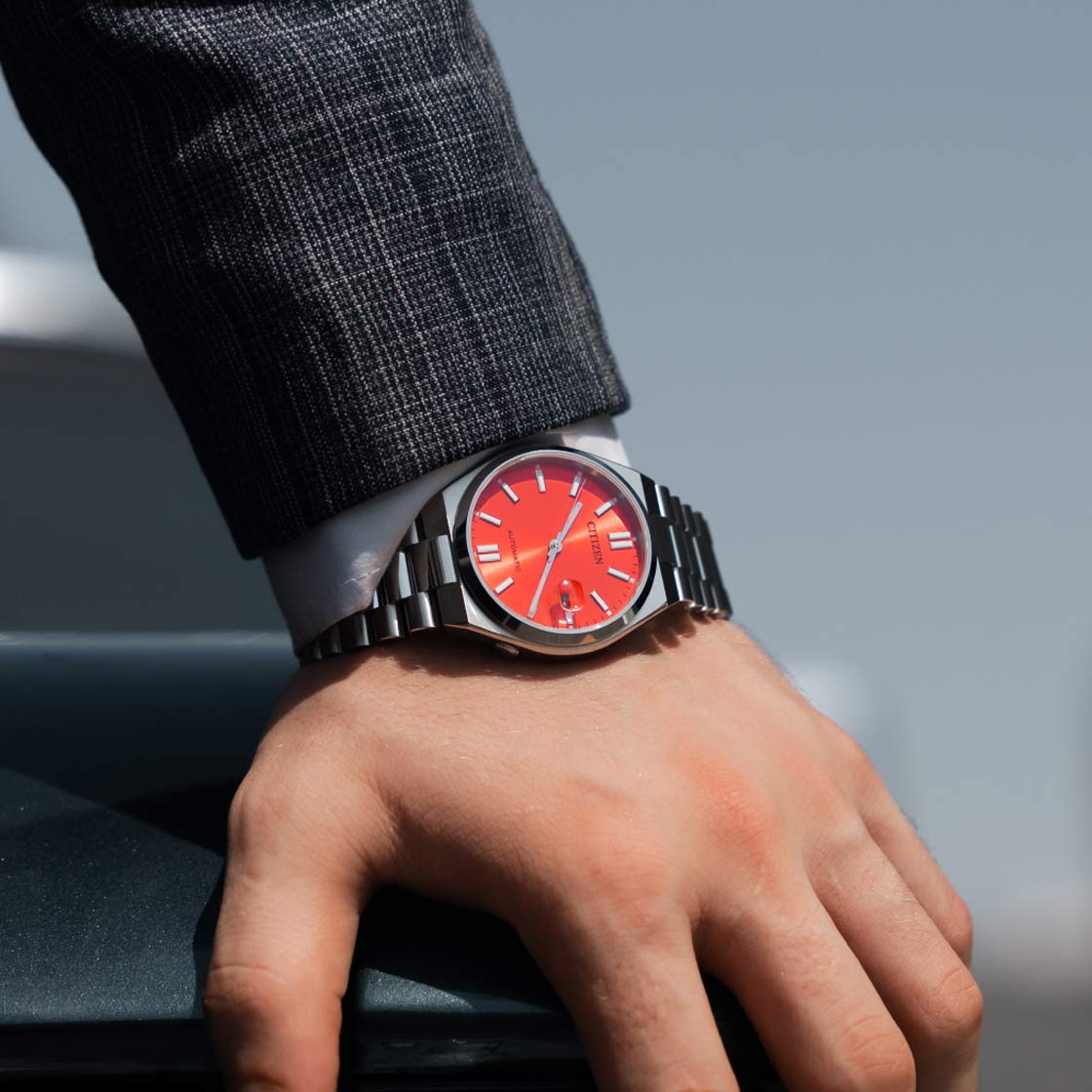  Shop Authentic Citizen x Pantone Automatic Blazing Red Dial Silver Steel Strap Watch For Men - NJ0158-89W - Luxxuri