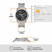  Shop Authentic Armani Exchange Banks Chronograph Black Dial Silver Steel Strap Watch For Men - AX1720 - Luxxuri