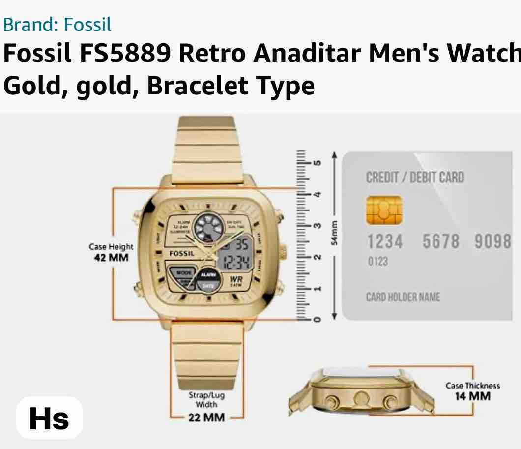  Shop Authentic Fossil Retro Analog-Digital Gold Dial Gold Steel Strap Watch for Men - FS5889 - Luxxuri